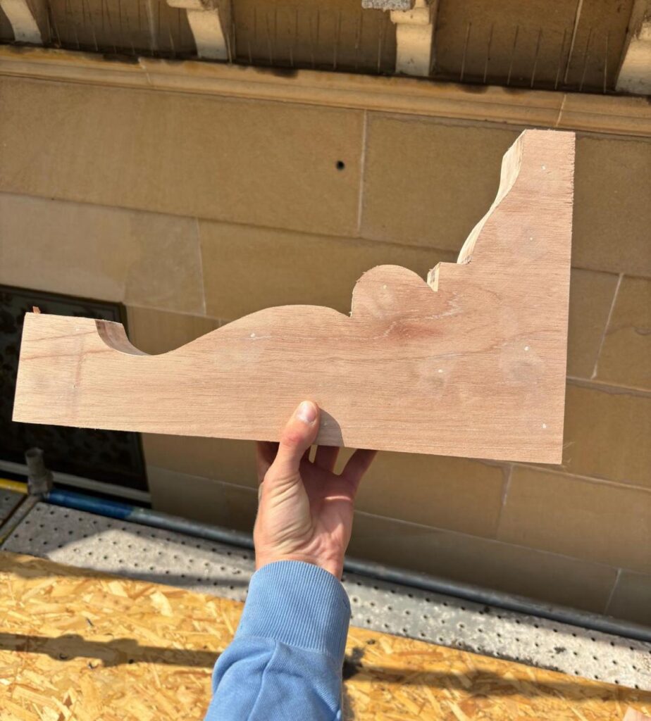 A wooden replica template created by ARC developments for a period roof repair project