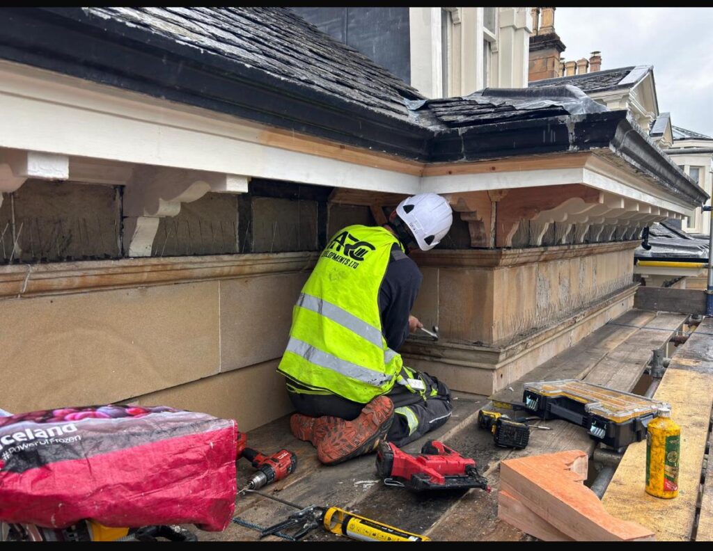 Flat roof restoration work being completed by ARC Developments